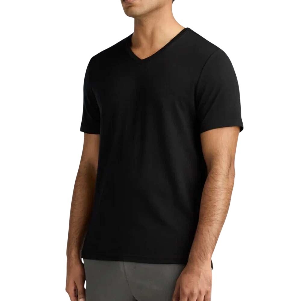 Unbound Merino Wool Men's Black‎ V-Neck Short Sleeve T-Shirt Size L